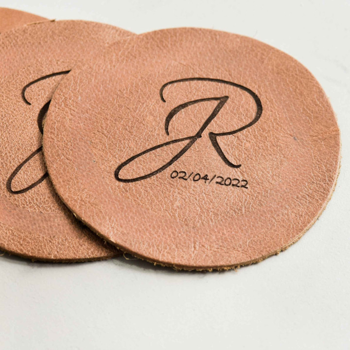 Leather Coaster - Set of 4 - Ginger - 2