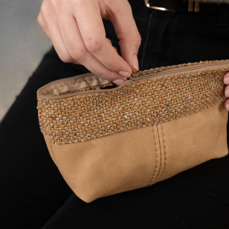 Leather Pouch with Fabric - Desert - 1