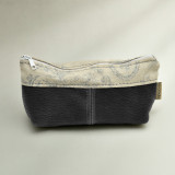 Leather Pouch with Fabric - Black - 1