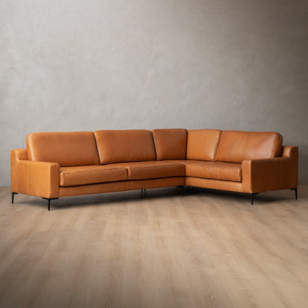 Tulbagh Leather Corner Couch Right - Ginger - 1