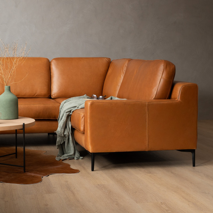 Tulbagh Leather Corner Couch Right - Ginger - 3