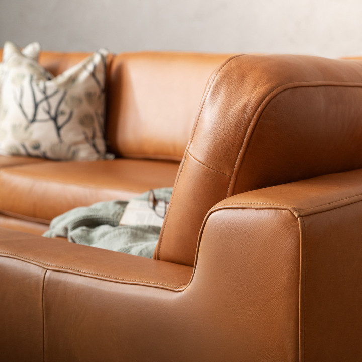 Tulbagh Leather Corner Couch Right - Ginger - 4
