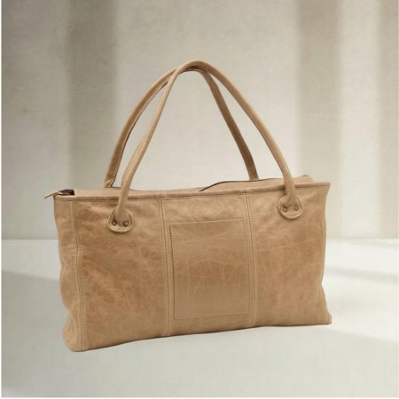 Rowan Lined Leather Leisure/Nappy Bag - Desert - 1