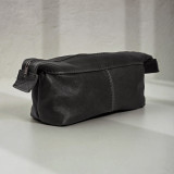 Unisex Leather Toiletry Bag - Black - 1