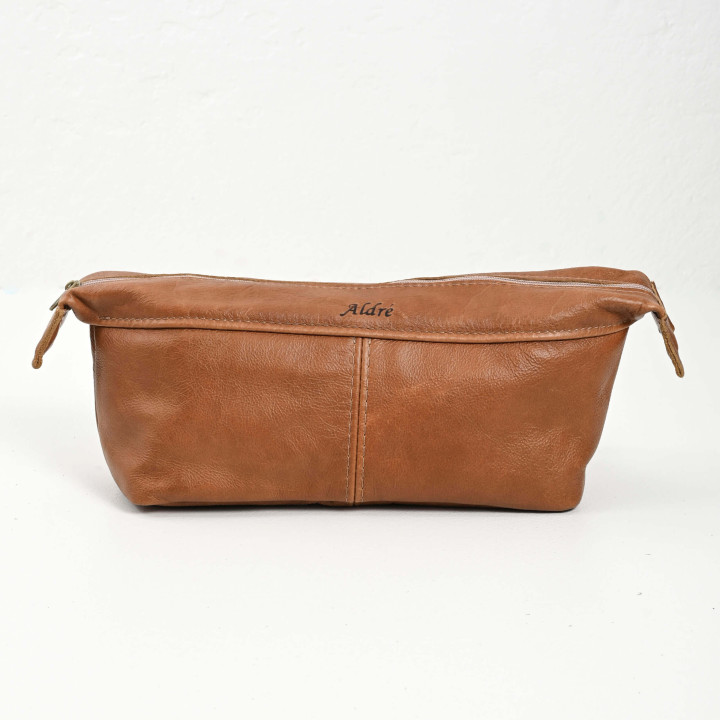 Unisex Leather Toiletry Bag - Pepper - 3