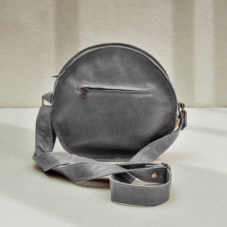 Pocketbook Round Leather Crossbody Bag - Pepper