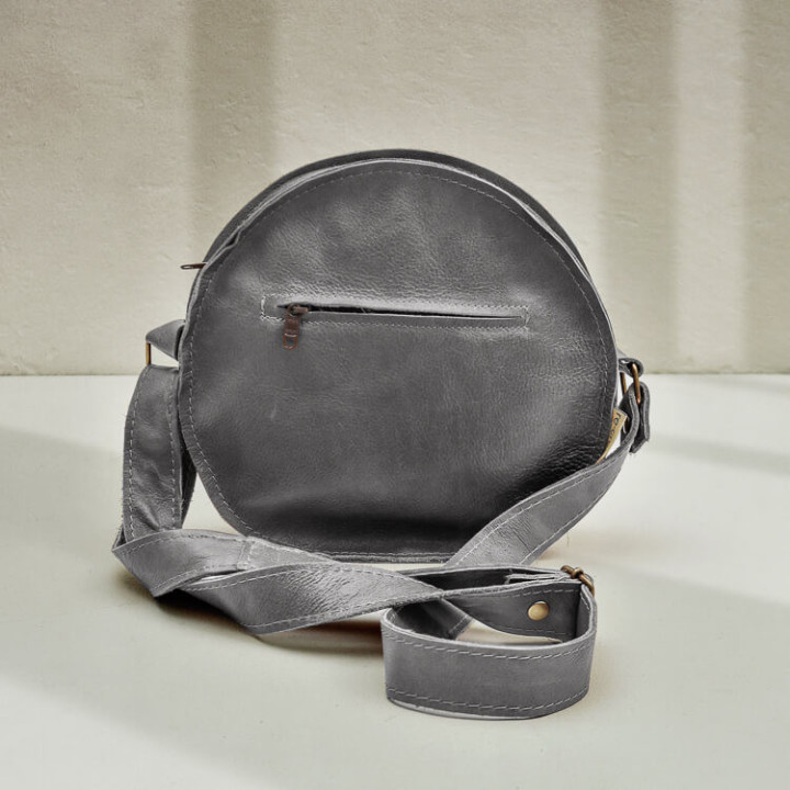 Pocketbook Round Leather Crossbody Bag - Pepper - 1