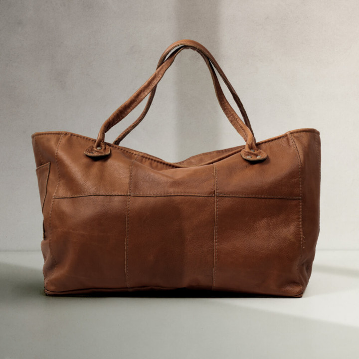 Sierra Oversized Leather Tote Bag - Buttterscotch - 1