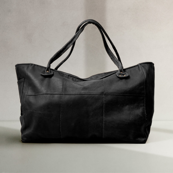 Sierra Oversized Leather Tote Bag - Mystique Black - 1