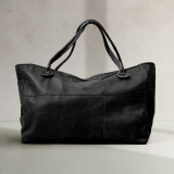 Sierra Oversized Leather Tote Bag - Mystique Black - 1