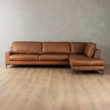 Tulbagh Leather Corner Couch with XL Daybed Right - Butterscotch - 1