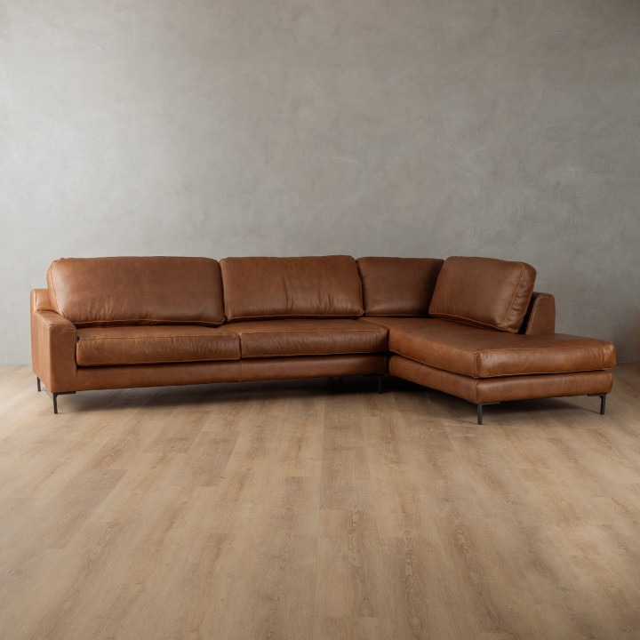 Tulbagh Leather Corner Couch with XL Daybed Right - Butterscotch - 3