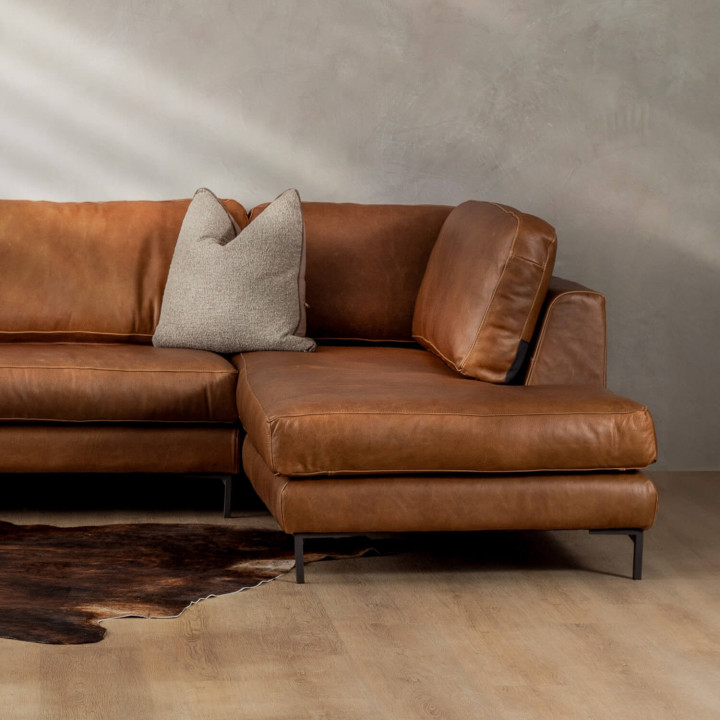 Tulbagh Leather Corner Couch with XL Daybed Right - Butterscotch - 5