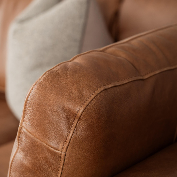 Tulbagh Leather Corner Couch with XL Daybed Right - Butterscotch - 6