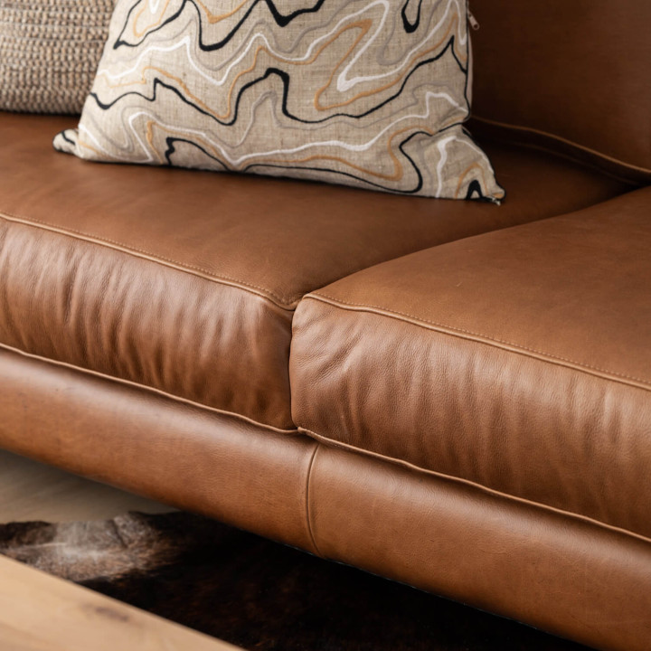 Tulbagh Leather Corner Couch with XL Daybed Right - Butterscotch - 7
