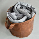 LARGE Leather Planter/Storage Baskets - Black - 2