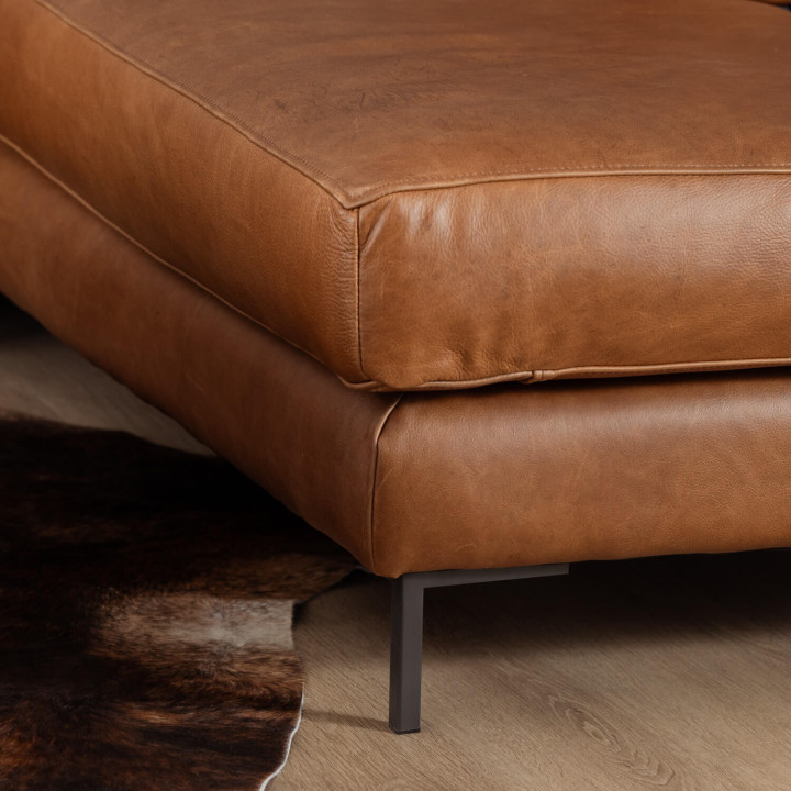 Tulbagh Leather Corner Couch with XL Daybed Right - Butterscotch - 9