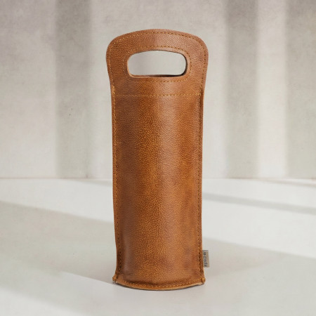 Single Leather Wine Bag - Single - Caramel - 1