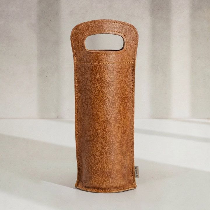 Single Leather Wine Bag - Single - Caramel - 1