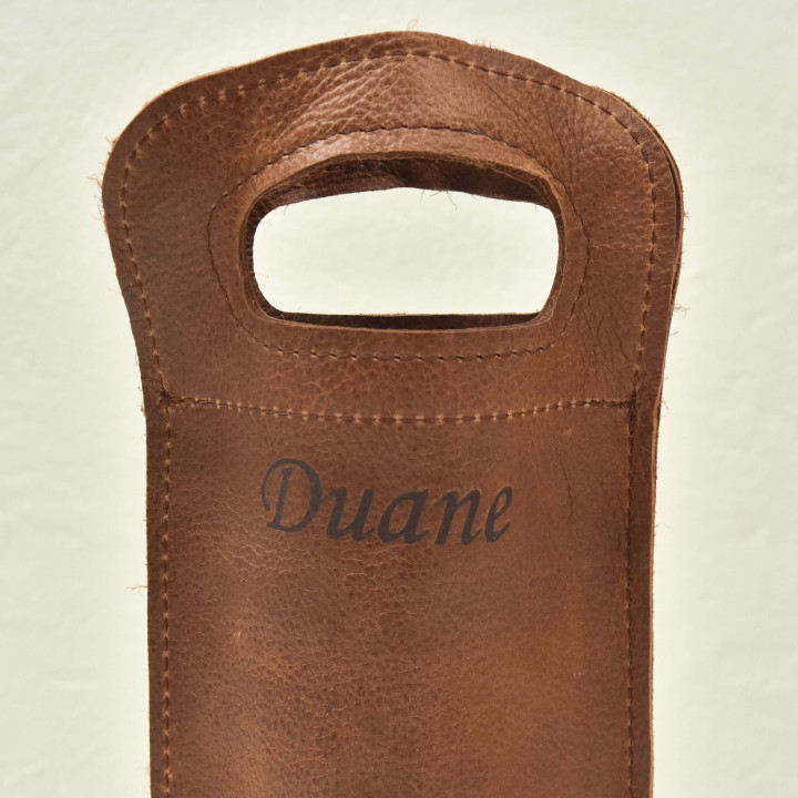 Single Leather Wine Bag - Single - Caramel - 2