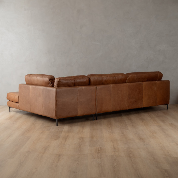 Tulbagh Leather Corner Couch with XL Daybed Right - Butterscotch - 12