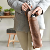 Single Leather Wine Bag - Single - Pepper - 4