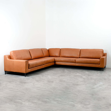 Tulbagh Full Corner Leather Couch - Ginger - 1