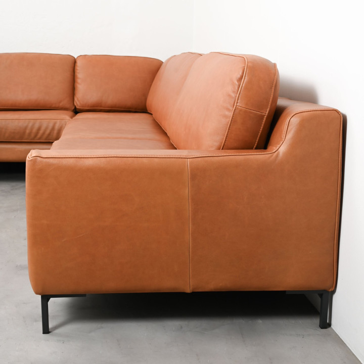 Tulbagh Full Corner Leather Couch - Ginger - 3
