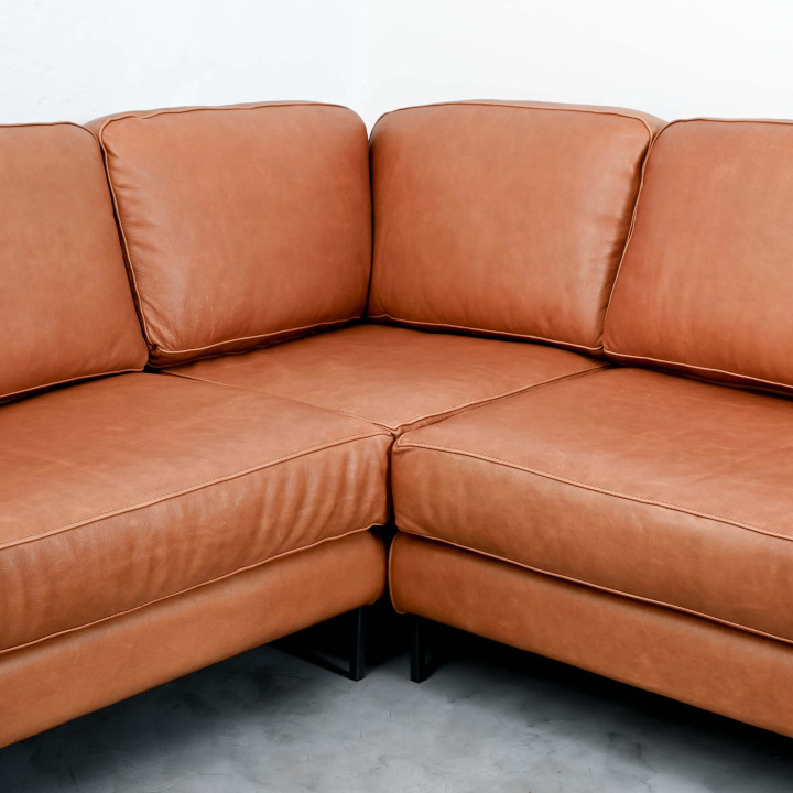 Tulbagh Full Corner Leather Couch - Ginger - 4