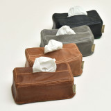 Leather Tissue Box Cover - Ginger - 2