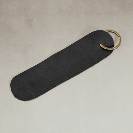 Leather Keyring (Oval) - Black - 1