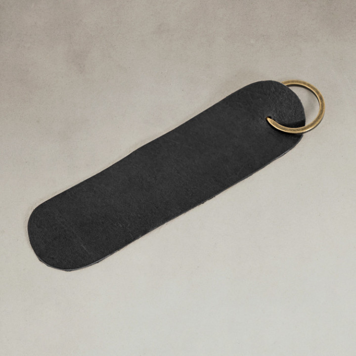 Leather Keyring (Oval) - Black - 1