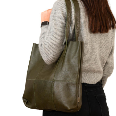 Shopper Sustainable Leather Tote - Olive