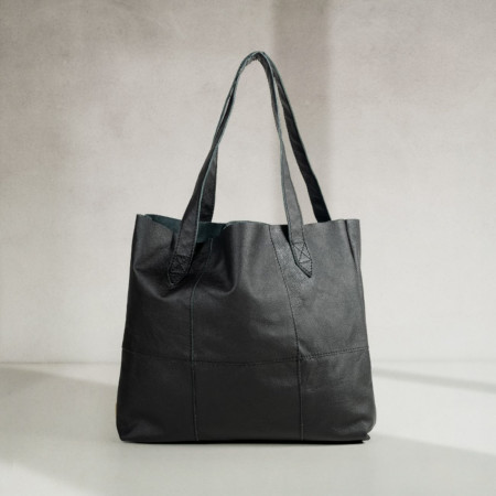 Shopper Sustainable Leather Tote - Mystique Black