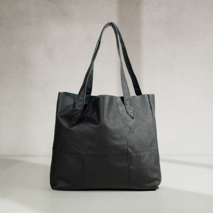 Shopper Sustainable Leather Tote - Mystique Black - 1