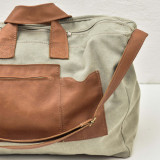 Weekender Canvas and Leather Duffel Bag - Light - 4