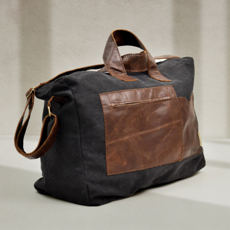 Weekender Canvas and Leather Duffel Bag - Dark - 1
