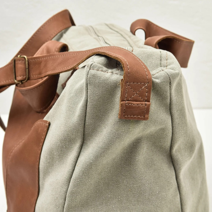 Weekender Canvas and Leather Duffel Bag - Dark - 5