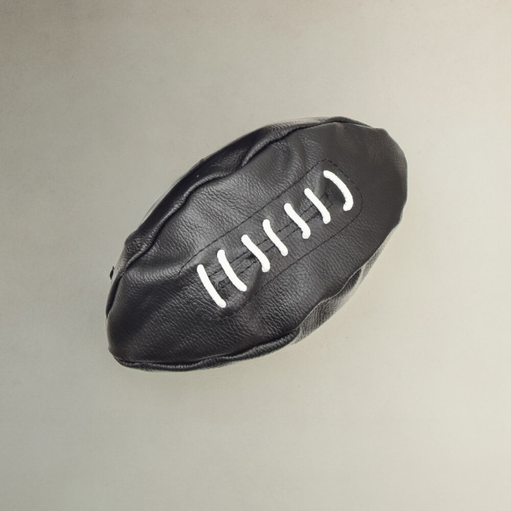 Leather Rugby Ball Toiletry Bag - Black - 1