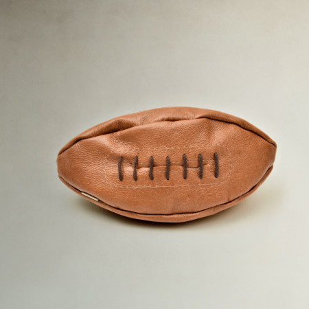 Leather Rugby Ball Toiletry Bag - Ginger