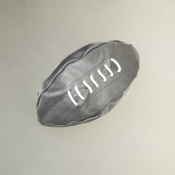 Leather Rugby Ball Toiletry Bag - Pepper - 1