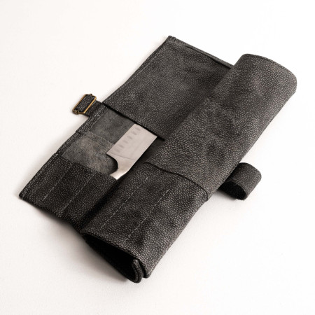 Leather Knife Roll Bag (Utility Roll) - Charcoal - 1