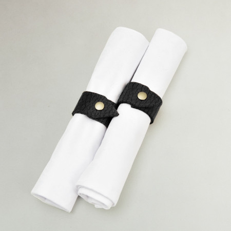 Leather Napkin Rings - Black - 1