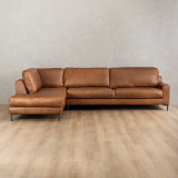 Tulbagh Leather Corner Couch with XL Daybed Left - Butterscotch - 1