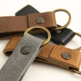 Leather Keyring (Loop) - Black - 2