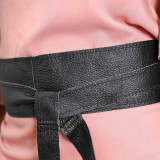 Leather Wrap Belt - Black - 1
