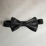 Leather Bow Tie - Black - 1