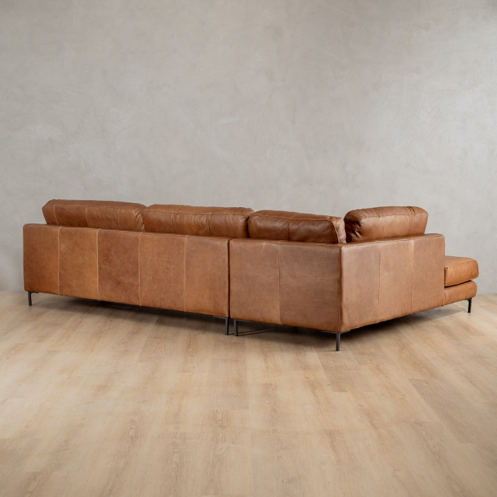Tulbagh Leather Corner Couch with XL Daybed Left - Butterscotch - 9