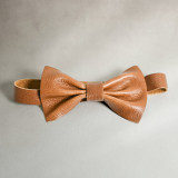 Leather Bow Tie - Ginger - 1