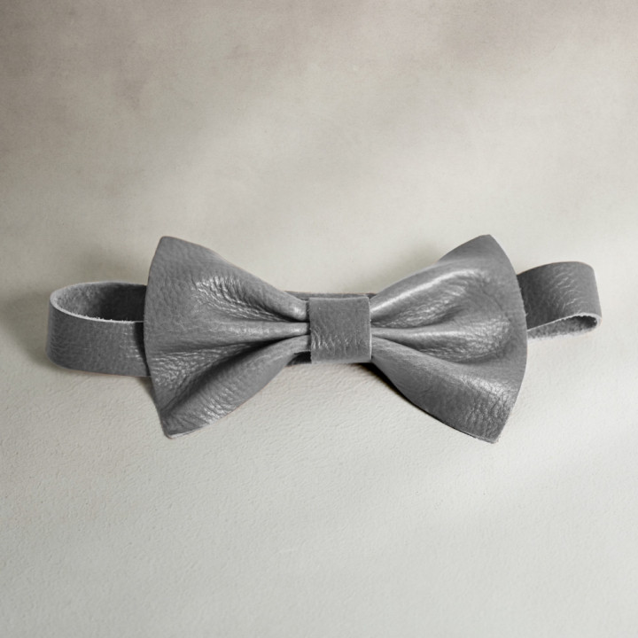 Leather Bow Tie - Pepper - 1